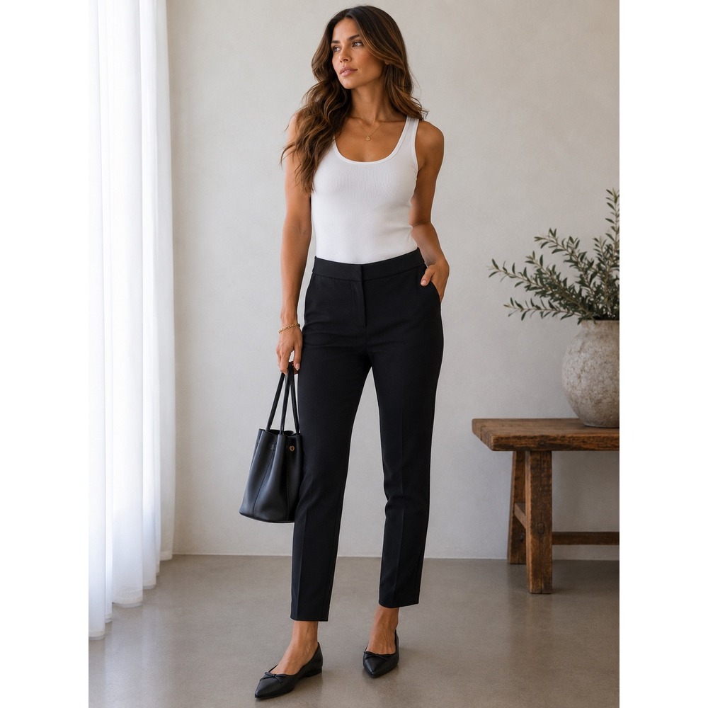 KUT from the Kloth Womens Black Slim Tapered Trousers Striped Waistband Size 4‎